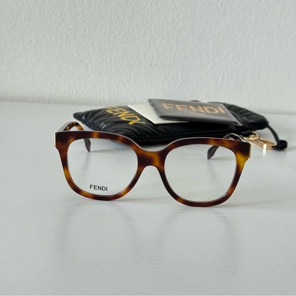 New! Fendi Tortoise Shell Glasses FE50064I 053, Authentic